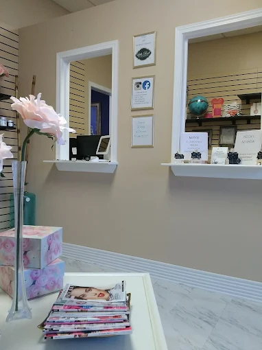 Warm reception desk at Little Rock Day Spa